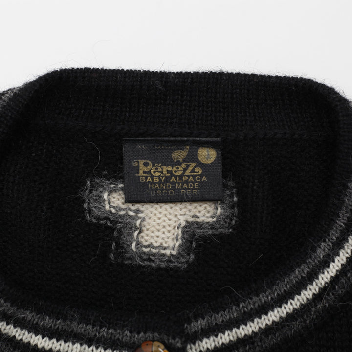 Vintage Mens Perez Cardigan Geometric Alpaca Wool Knit Cardigan Sweater Size L
