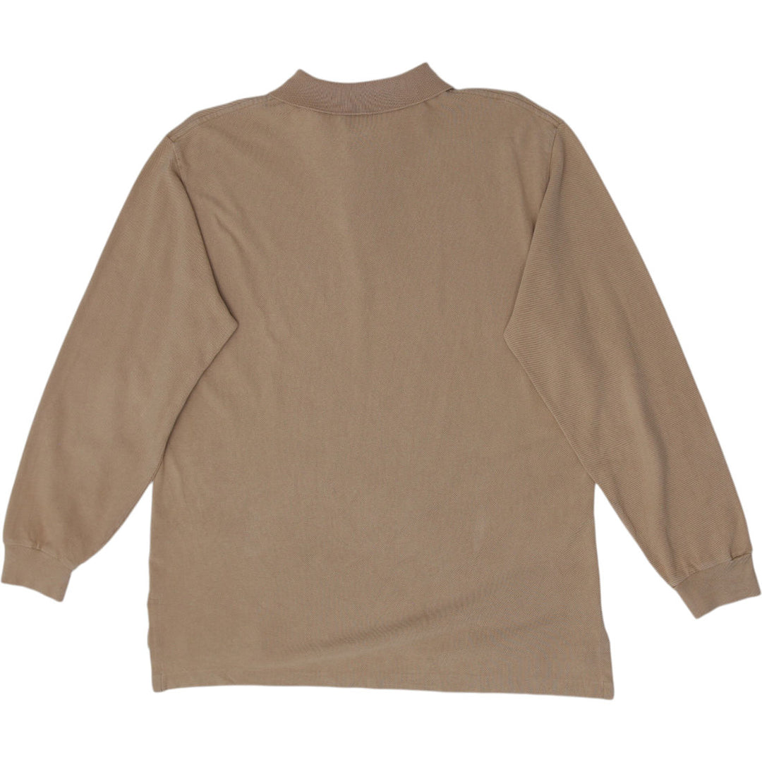 Mens Ralph Lauren Tan Textured Piqué Mesh Long Sleeve with Ribbed Cuffs Size L