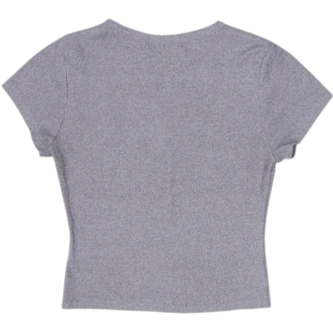 Y2K Ladies Orange Kiss Crop Top Gray Graphic Paris Text Size S