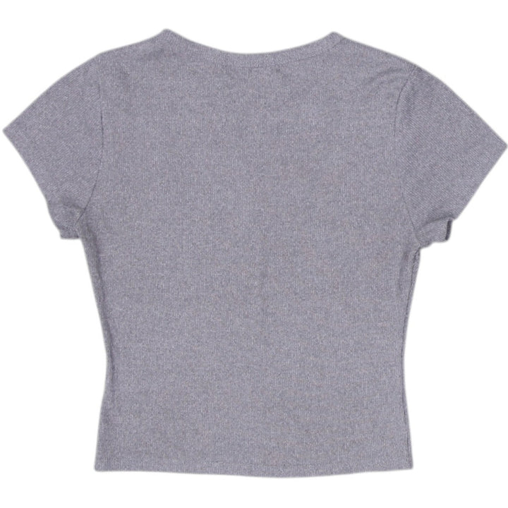 Y2K Ladies Orange Kiss Crop Top Gray Graphic Paris Text Size S