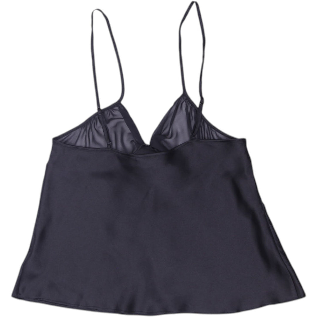 Y2K Ladies JoySpun Satin & Sheer Mesh Front Tie Bow Camisole Tank Top Size M