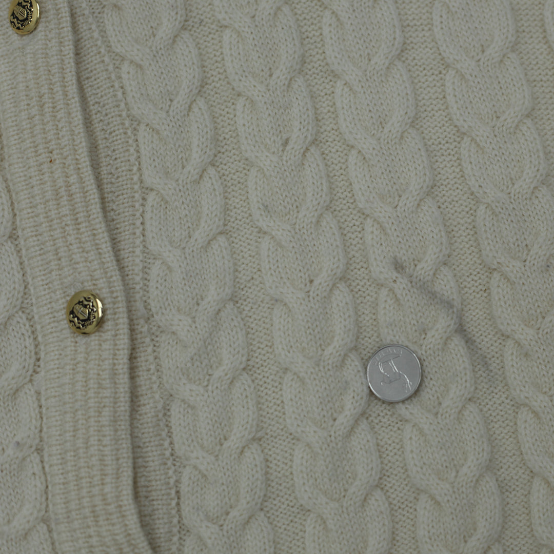 Vintage Quissett Cove Cable Knit Wool Cardigan Sweater Ladies - Fashion Rerun Vintage Migration_Sweaters