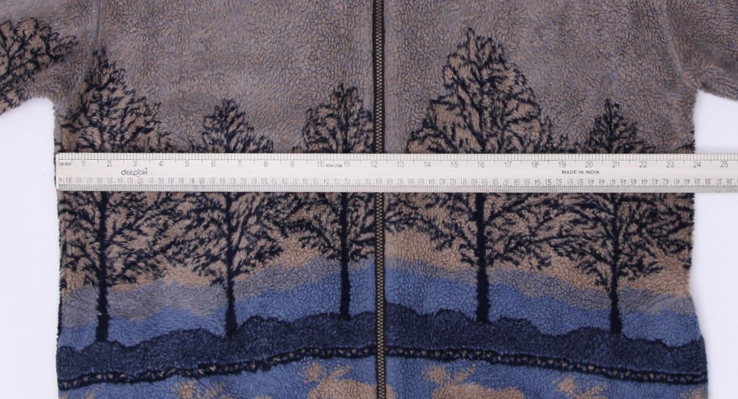 Vintage Marshlands Canada Fleece Jacket Gray Tree Moose Pattern Full Zip