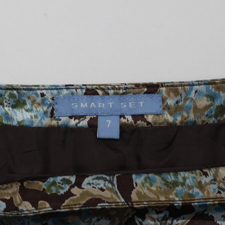 Y2K Ladies Smart Set Satin Floral Midi Skirt Size 7