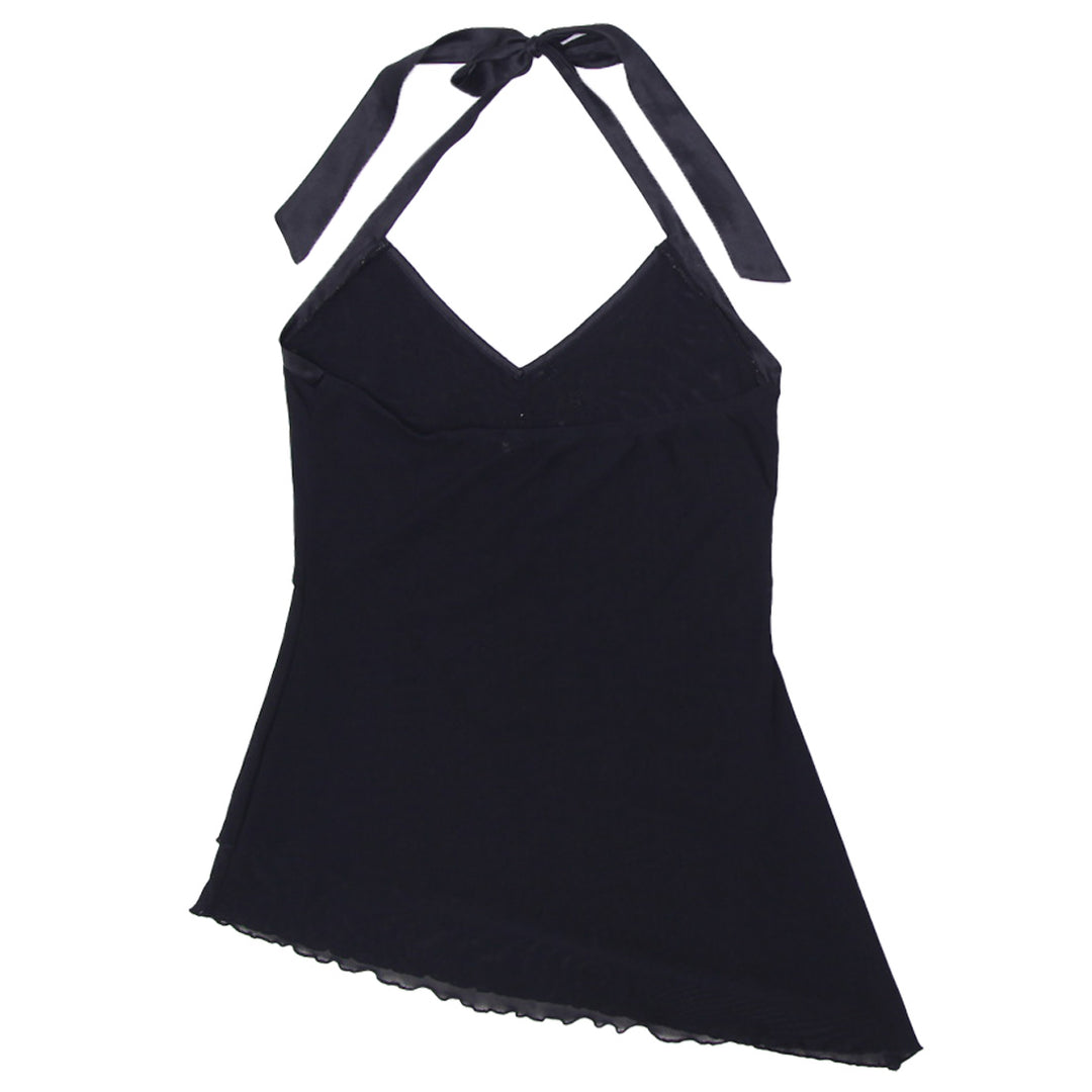 Y2K Ladies Mesh Beaded Halter Top