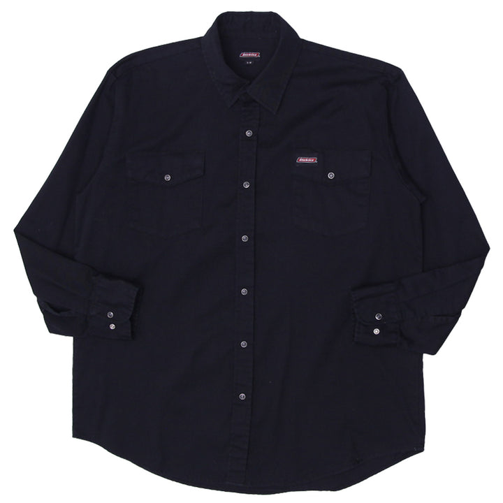 Mens Dickies Black Snap Button Longsleeve Shirt