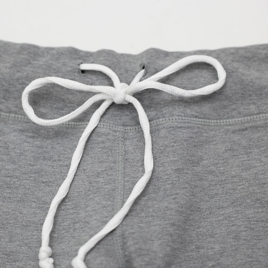 Ladies Lululemon Heather Grey Drawstring Pants Green Logo Straight Leg Sweatpants