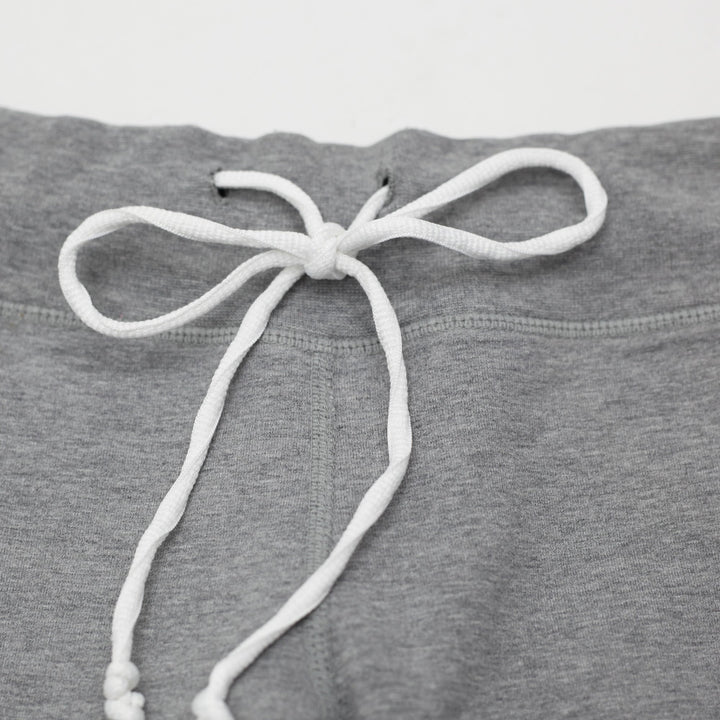 Ladies Lululemon Heather Grey Drawstring Pants Green Logo Straight Leg Sweatpants