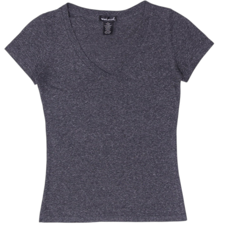 Y2K Ladies Wet Seal Charcoal Grey Heather V-Neck T-Shirt Size M