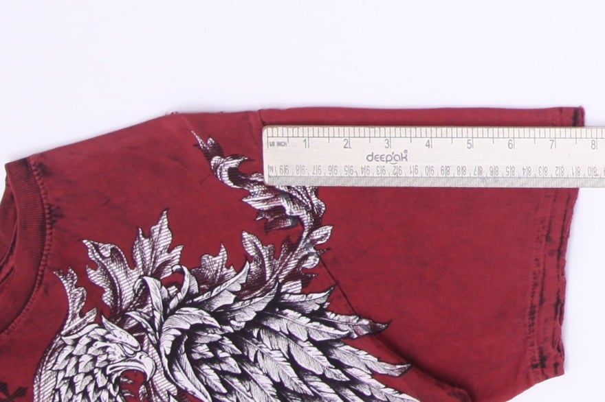Y2K Mens Affliction Standard Series Reversible Graphic Tee Red Black Lava Wash