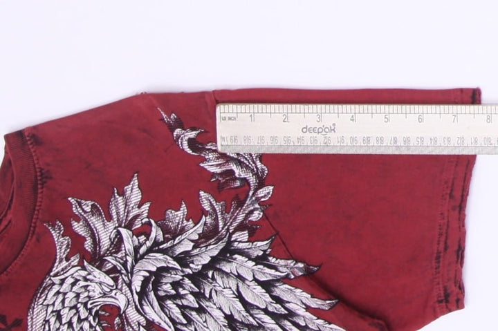 Y2K Mens Affliction Standard Series Reversible Graphic Tee Red Black Lava Wash