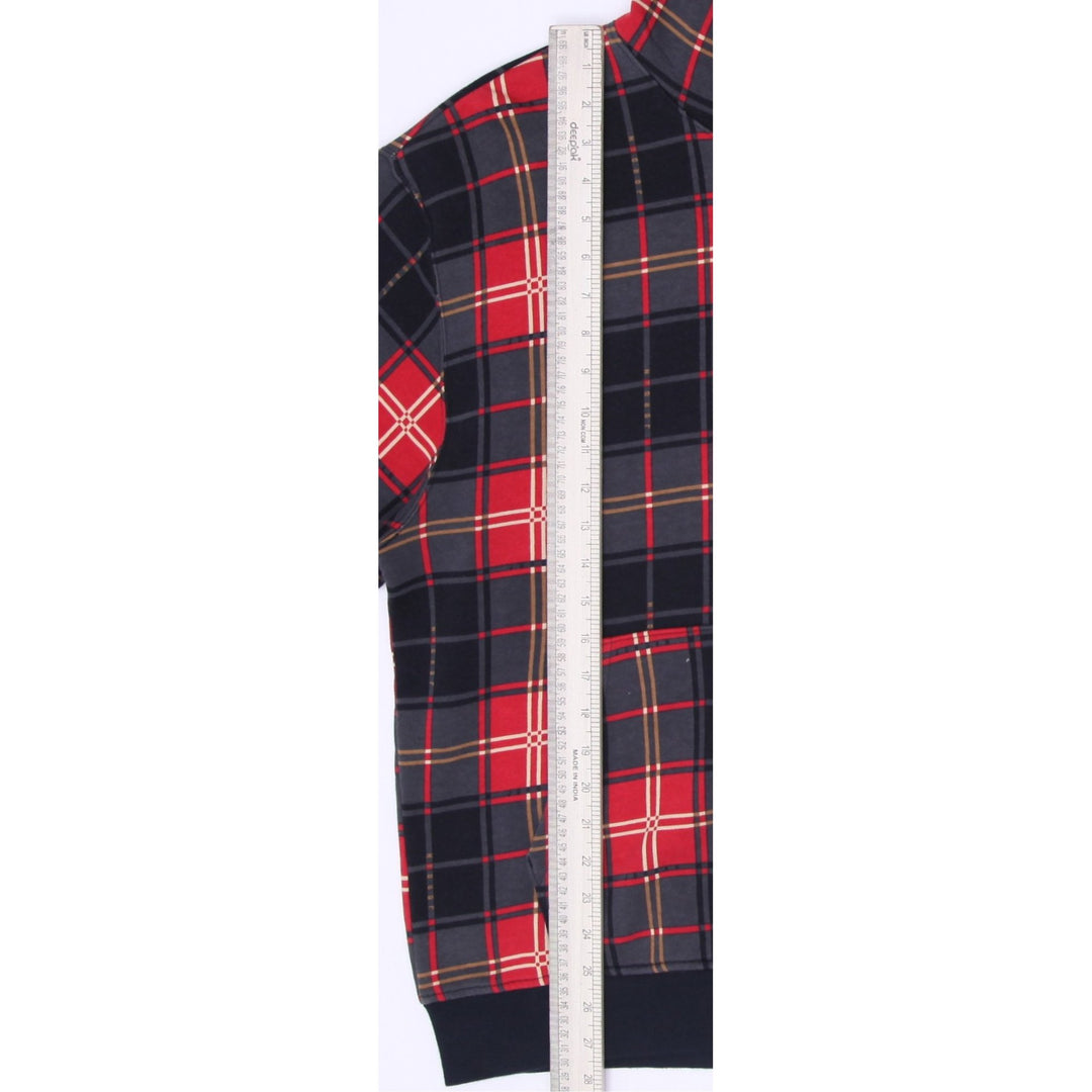 Mens Jordan Hoodie Tartan Plaid Fleece Red Black Checkered Size M