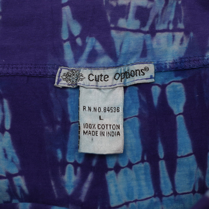 Y2K Ladies Cute Options Tie Dye Tiered Cotton Maxi Skirt Size L