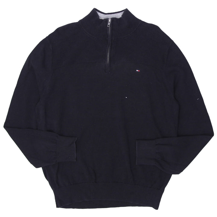 Mens Tommy Hilfiger Quarter Zip Black Sweater