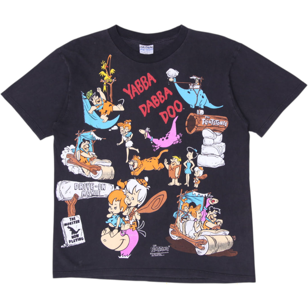 Vintage 90s The Flintstones All Over Print T Shirt Yabba Dabba Doo Heavyweight L