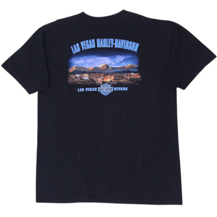 Vintage 2000 Harley Davidson T-Shirt Black Graphic Las Vegas Made In USA XL | Migration_T-Shirts - Side View | Fashion Rerun