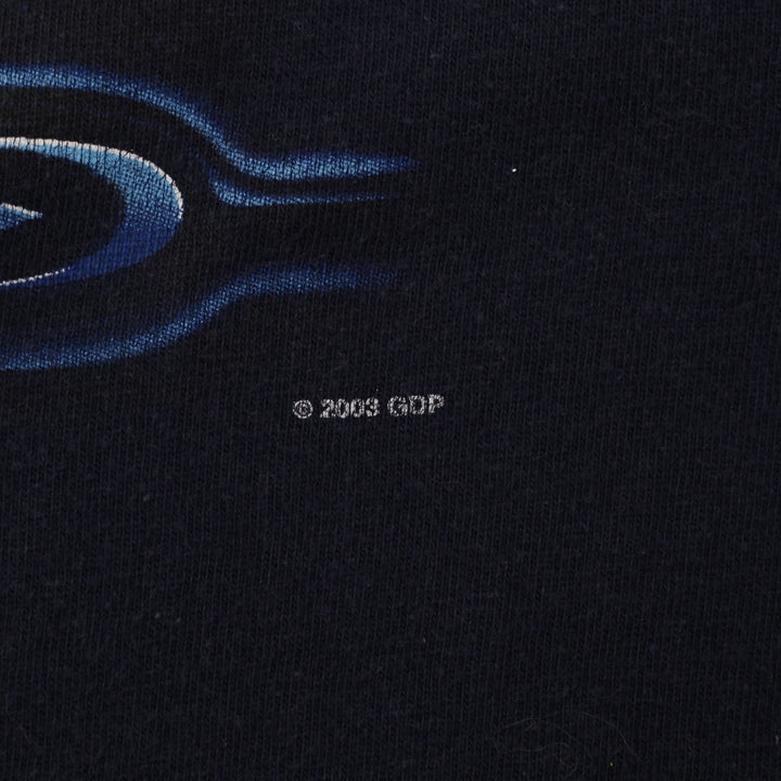 Vintage Mens M&O Knits Navy Graphic The Dead Summer 2003 T-Shirt L