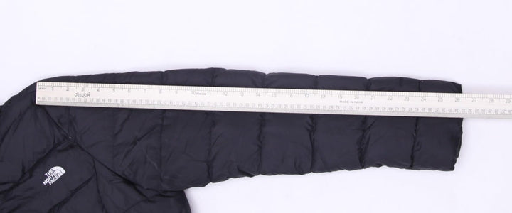 Ladies The North Face Puffer Jacket Black Fur Hood Warm Insulated L