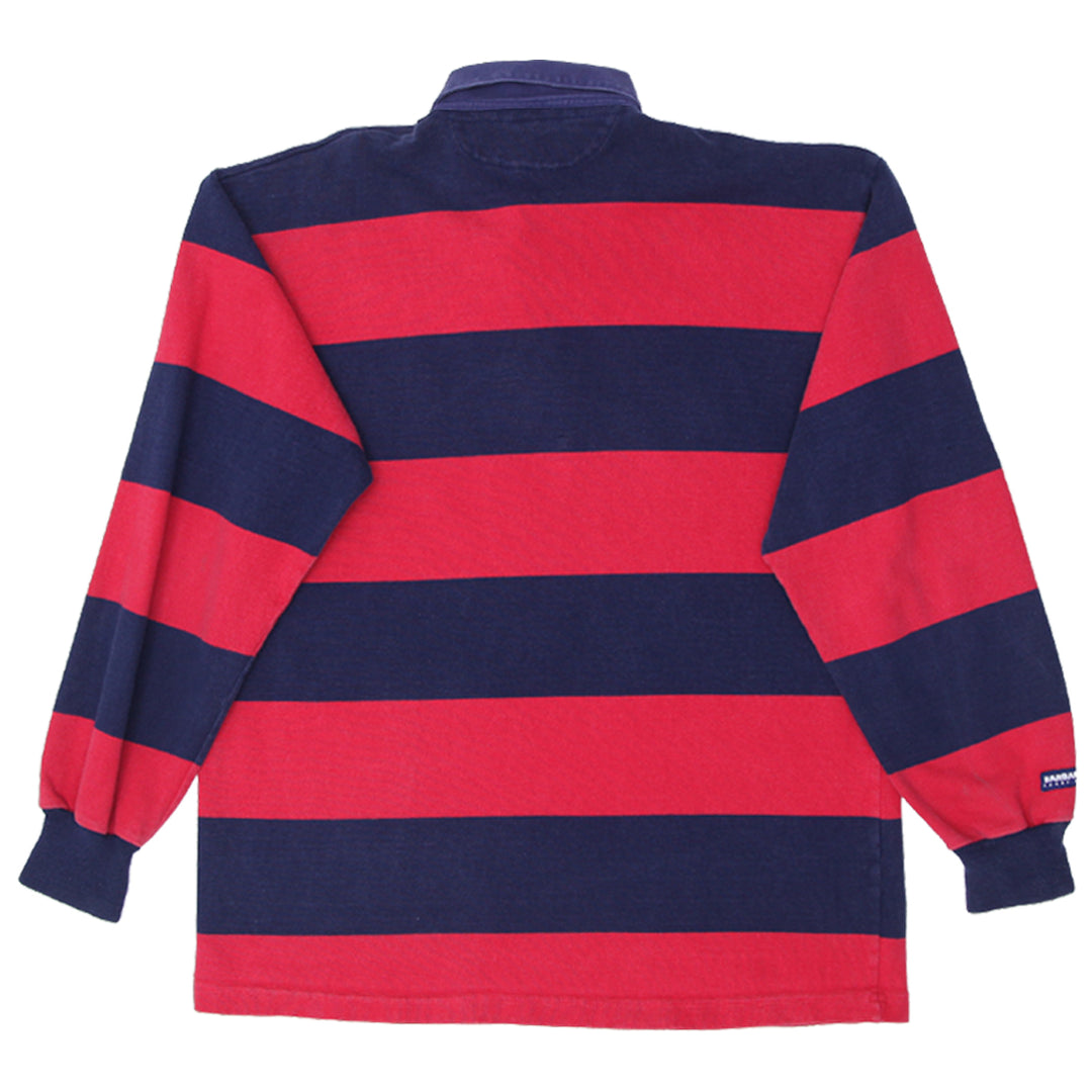 Vintage Barbarian Rugby Wear Red Navy Striped Rugy Shirt - Fashion Rerun Vintage Migration_T-Shirt