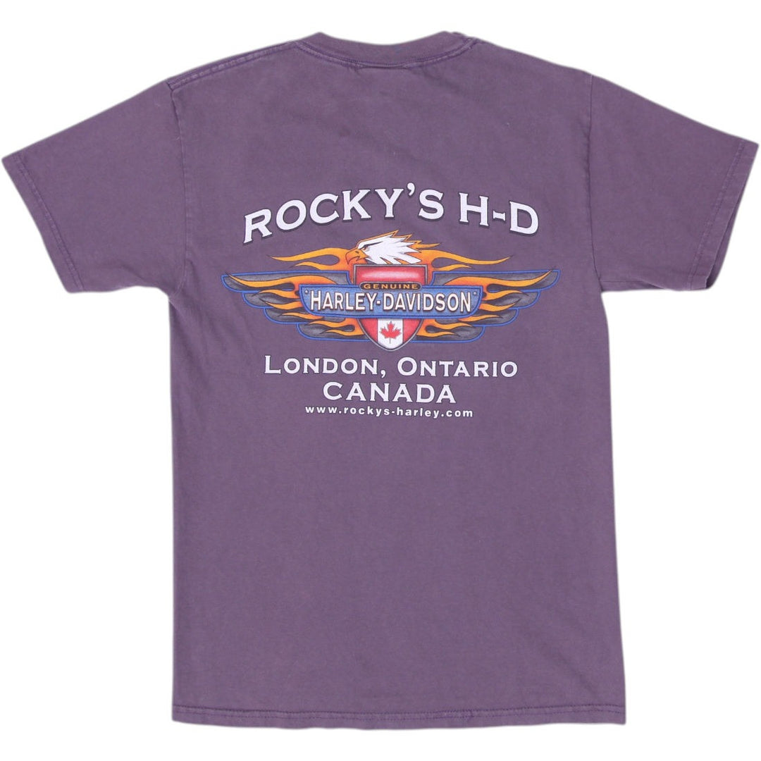 Vintage 2002 Harley Davidson Graphic Moto T-Shirt Size S | Migration_T-Shirts - Side View | Fashion Rerun