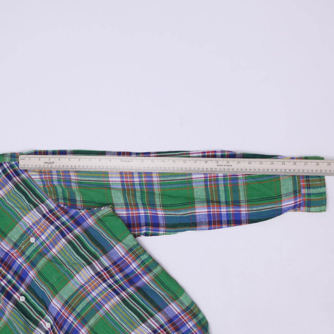 Mens Ralph Lauren Plaid 100% Linen Long Sleeve Shirt Size XXL