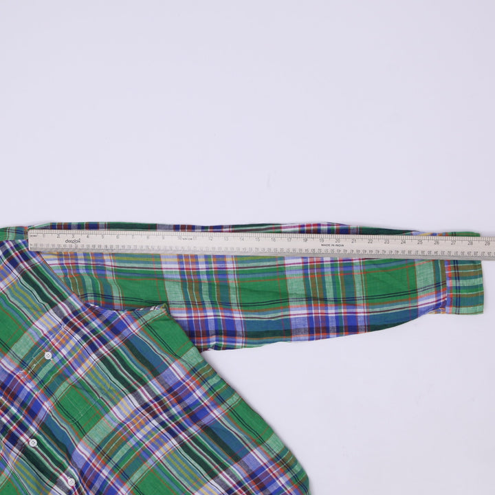 Mens Ralph Lauren Plaid 100% Linen Long Sleeve Shirt Size XXL