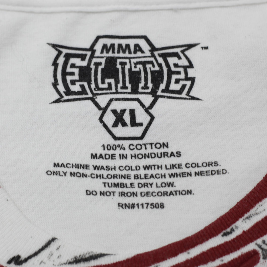 Y2K Mens MMA Elite Dragon Graphic All Over Print White Cyber Grunge T-Shirt XL