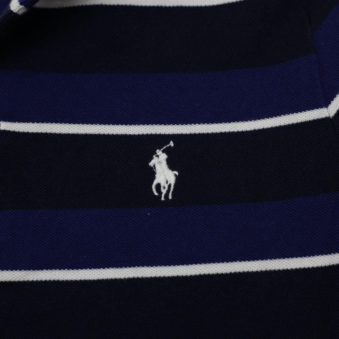 Mens Polo Ralph Lauren Custom Slim Fit Polo Navy Striped Cotton Size XS