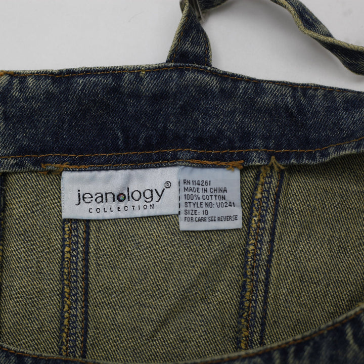 Y2K Ladies Jeanology Paneled Denim Back Zip Top Size 10