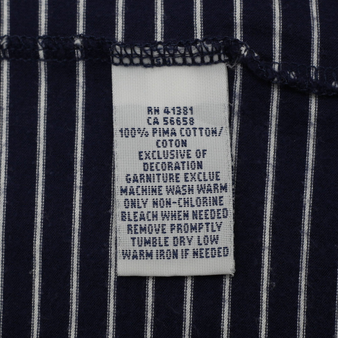 Mens Polo Ralph Lauren Navy & White Striped Pima Cotton Polo T-Shirt Size M