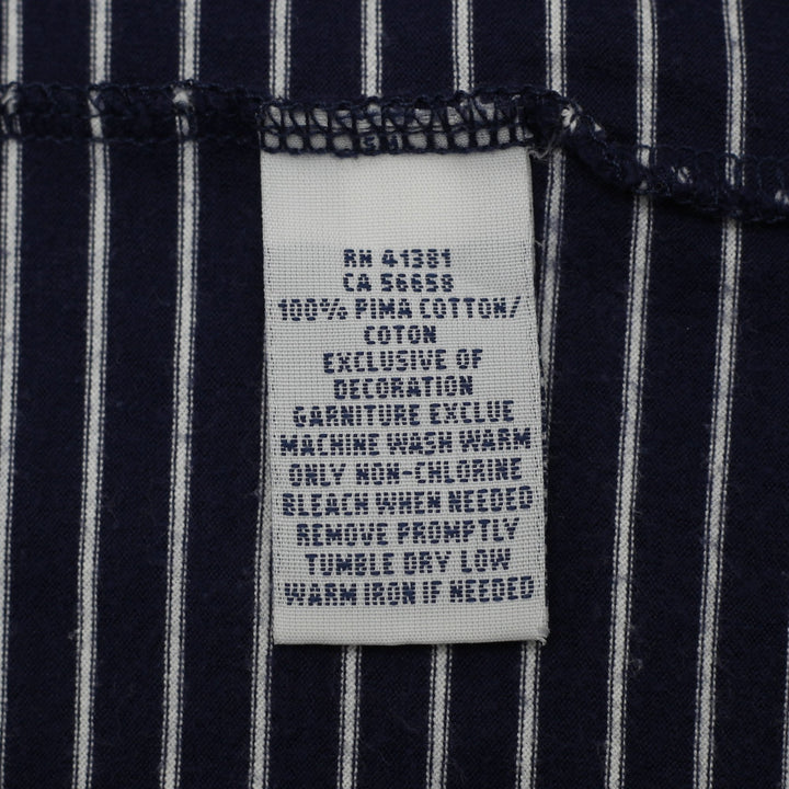 Mens Polo Ralph Lauren Navy & White Striped Pima Cotton Polo T-Shirt Size M