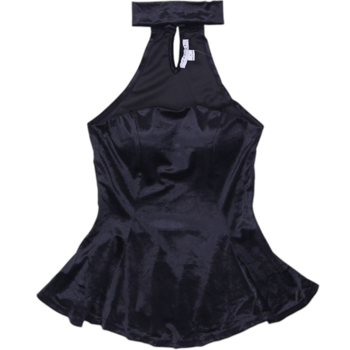 Y2K Ladies FAVLUX Halter Neck Black Sleeveless Top Size S