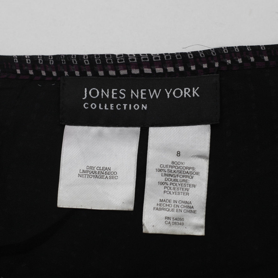 Y2K Ladies Jones New York Geometric Print Panel Flare Midi Skirt Size 8