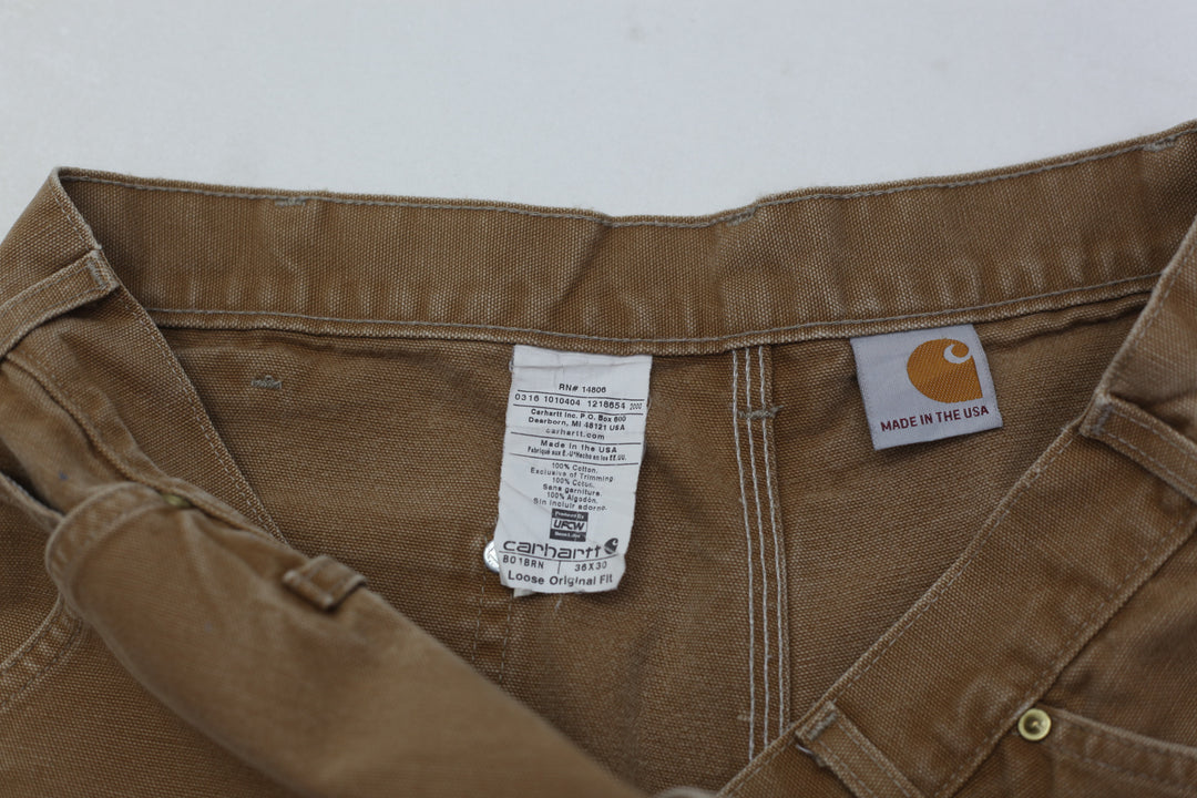 Mens B01 BRN Loose Original Fit Double Knee Carhartt Work Pants