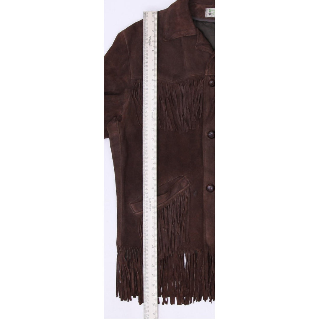 Vintage 70s Jacket Suede Fringe Western Cowboy Leather Brown