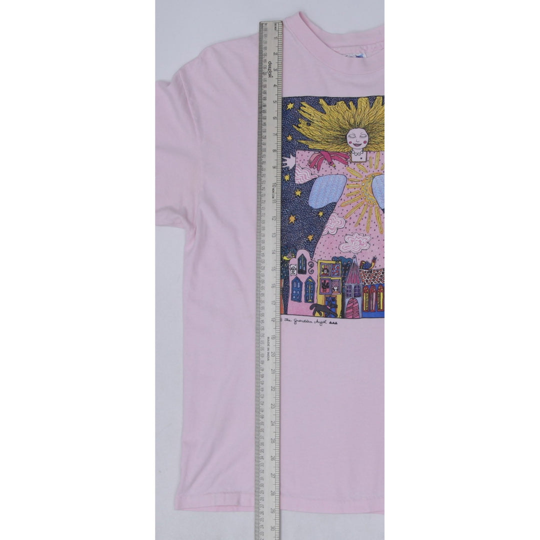 Vintage Hanes Beefy-T Pink Graphic T-Shirt Guardian Angel Illustration Size XL Made In USA | Migration_T-Shir | Fashion Rerun