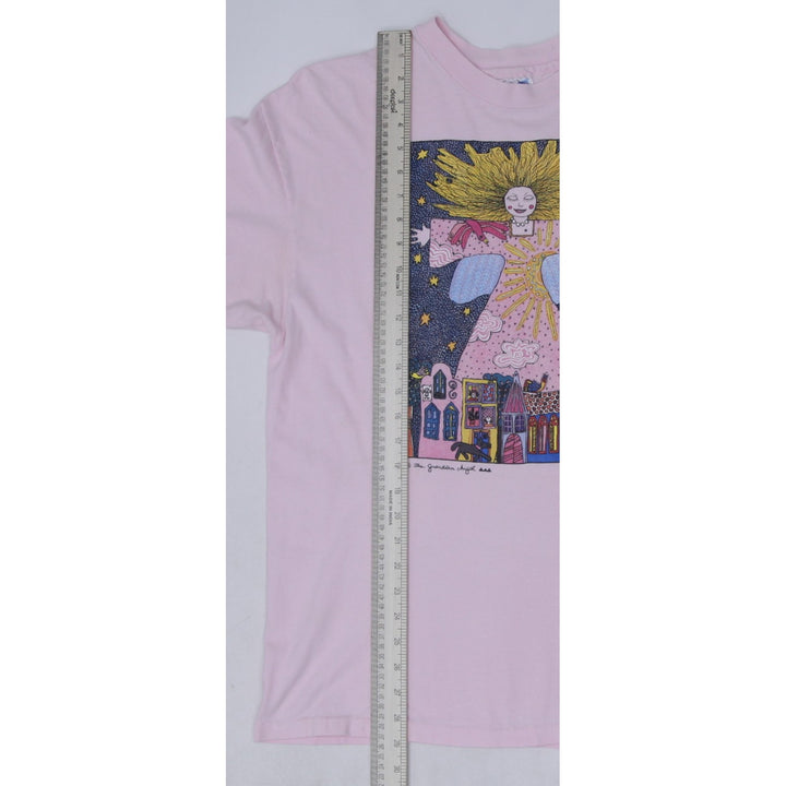 Vintage Hanes Beefy-T Pink Graphic T-Shirt Guardian Angel Illustration Size XL Made In USA | Migration_T-Shir | Fashion Rerun