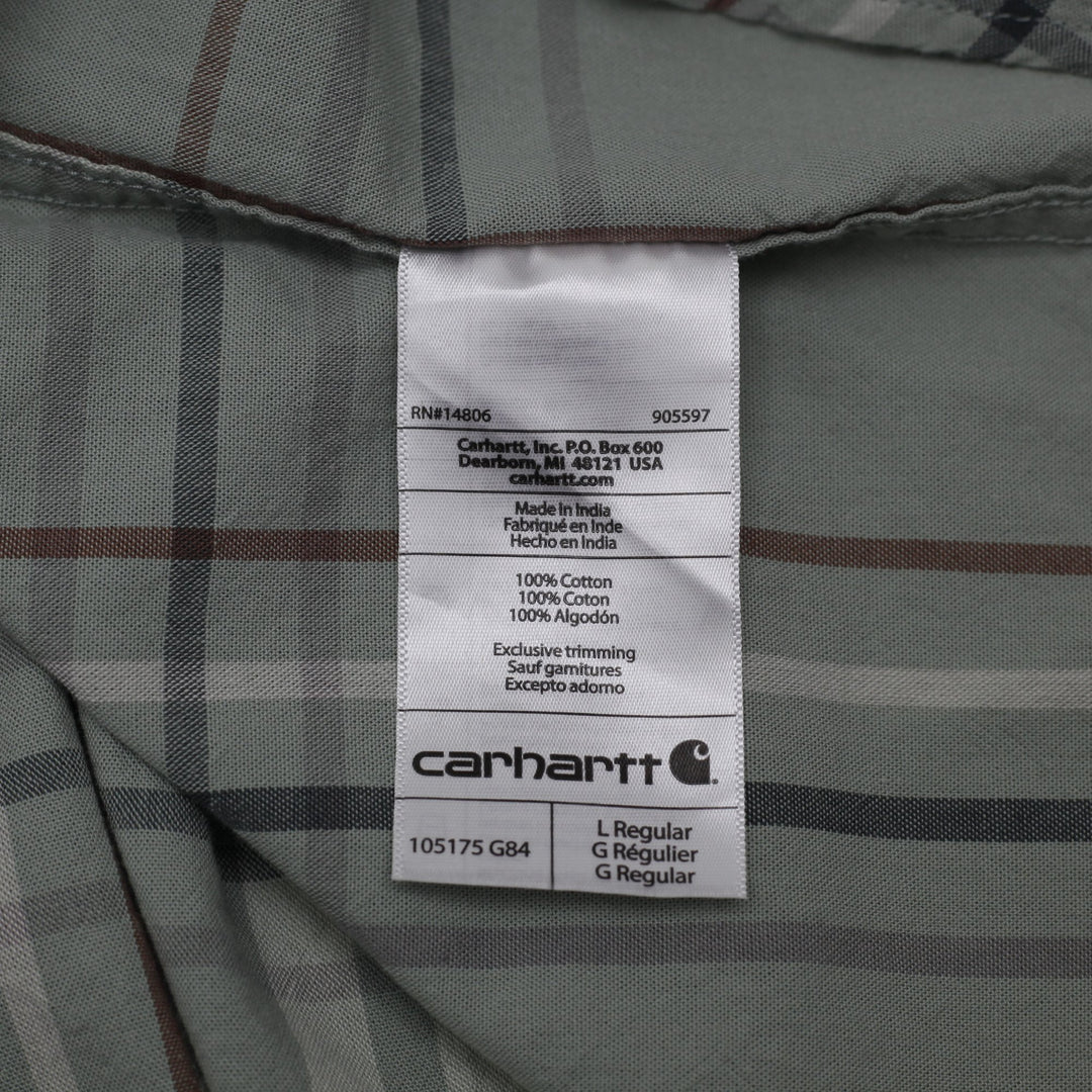 Mens Carhartt Loose Fit Plaid Short Sleeve Button Up Shirt Size L