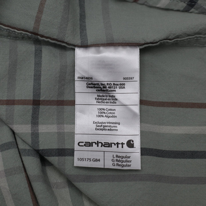 Mens Carhartt Loose Fit Plaid Short Sleeve Button Up Shirt Size L