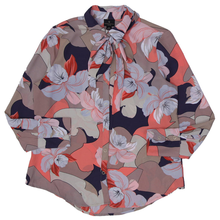 Ladies Worthington Petite Bow Tie Long Sleeve Blouse