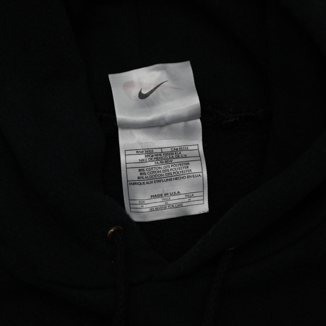 Vintage Embroidered Nike Center Swoosh Logo Black Pullover Hoodie Made In USA | Migration_Hoodies - Detail Vi | Fashion Rerun