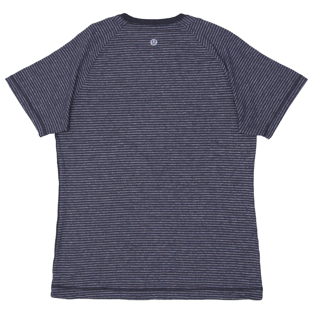 Mens Lululemon Gray Striped Short Sleeve T-Shirt - Fashion Rerun Vintage Migration_T-Shirt