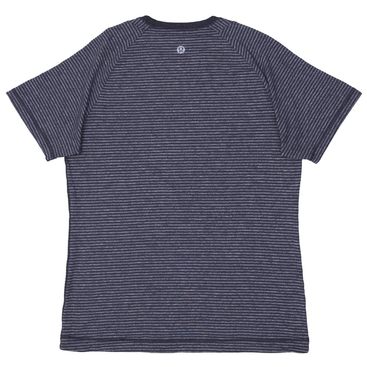 Mens Lululemon Gray Striped Short Sleeve T-Shirt - Fashion Rerun Vintage Migration_T-Shirt