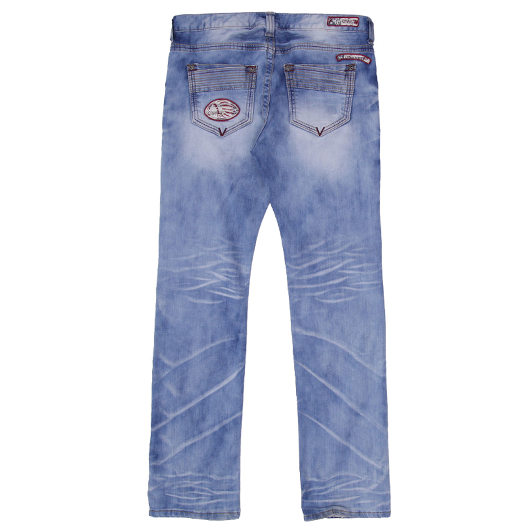 Y2K Mens Ace Affliction Patches Washed Jeans