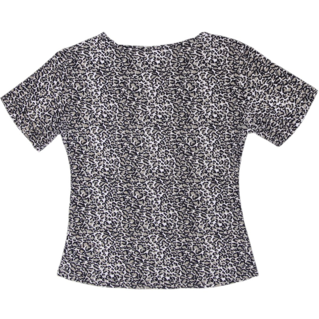 Y2K Ladies True Light Top Leopard Print Short Sleeve Size Large