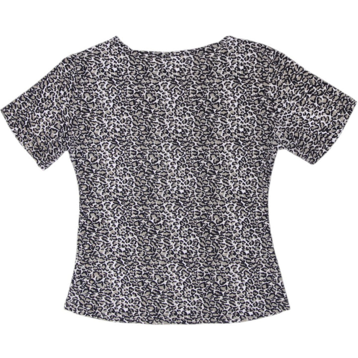 Y2K Ladies True Light Top Leopard Print Short Sleeve Size Large