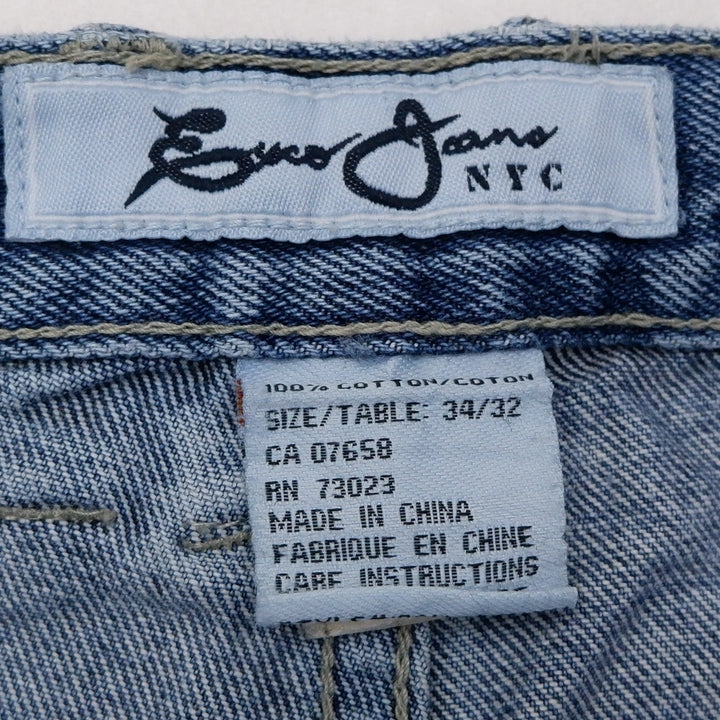 Y2K Mens Ecko Jeans NYC Blue Denim Bulldog Embroidered Logo