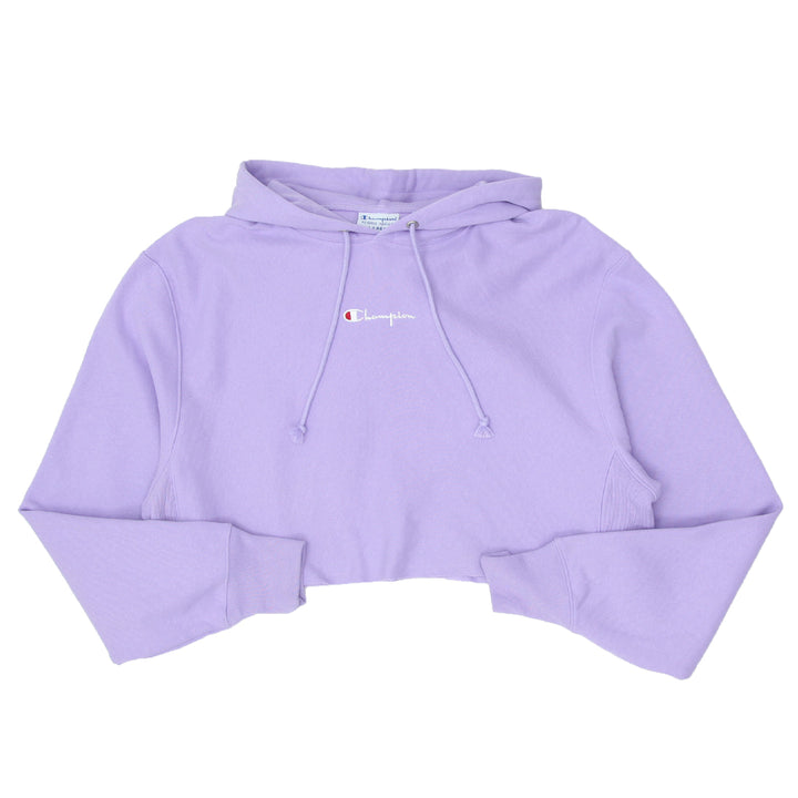Ladies Embroidered Champion Logo Cropped Hoodie