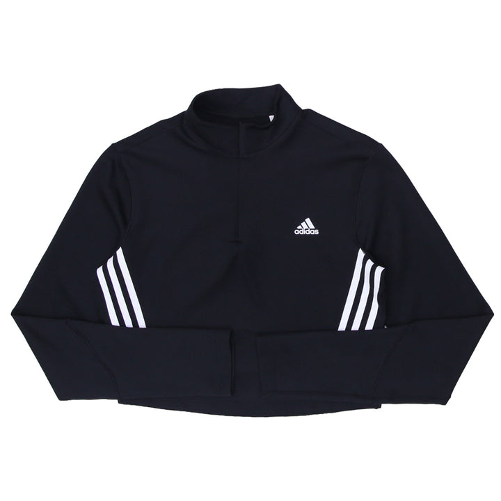Ladies Adidas Logo Quarter Zip Long Sleeve T-Shirt - Fashion Rerun Vintage Migration_T-Shirt