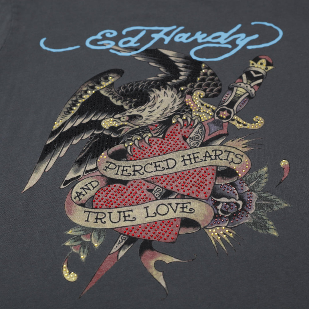 Y2K Mens Ed Hardy T-Shirt Black Graphic Tattoo Style Size L